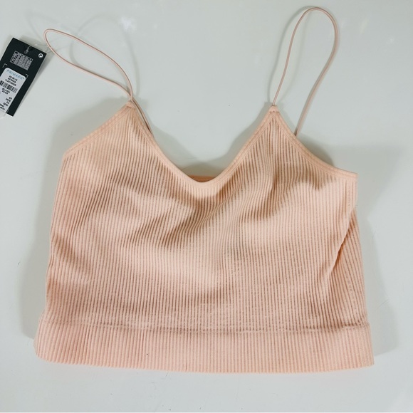 Primark Tops - PRIMARK cami Crop top RIBBED thin straps BLUSH PINK XS 6-8 NEW spring summer XS